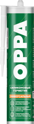 Универсальный силиконовый герметик кислотного типа, Белый, OPPA, 270 гр.