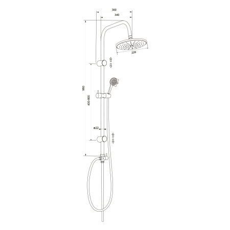 Душевой гарнитур с верхним душем KDC02