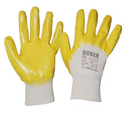 Перчатки BOXER с облегченным нитриловым покрытием, полуобливные, манжета, BXR1400 Перчатки BOXER с облегченным нитриловым покрытием, полуобливные, манжета, BXR1400