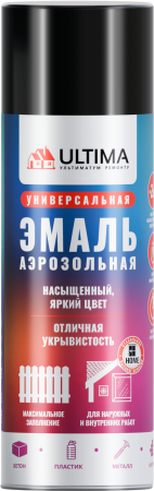 Краска аэрозольная ULTIMA, чёрный глянцевый, RAL9005, 520 мл