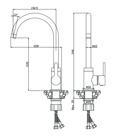 Смеситель для кухни TORRES 17430TR