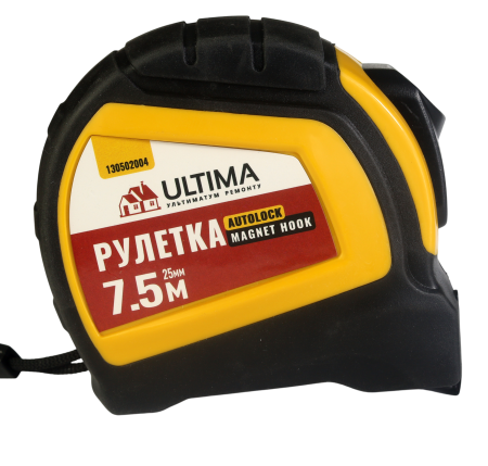 Рулетка Autolock Magnet Hook 7,5м x 25мм, автост, магнит двухстор зацеп Ultima (1уп-6шт, 1кор-12уп)