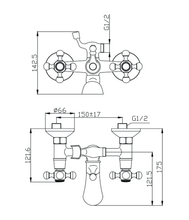 Смеситель для ванны GIRONA 01201GR