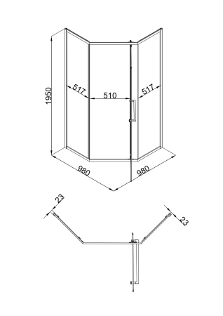 Душевой уголок KABRERA, 5-тиугольный, черный KB-100C5-SW-GB