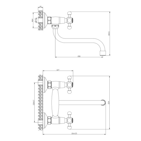 Смеситель для кухни настенный GIRONA 01410GRG (резиновые кран-буксы)