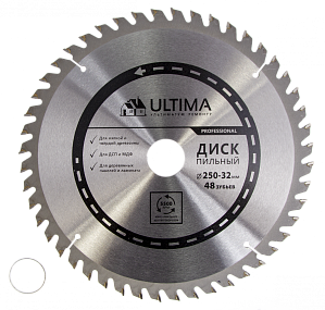Пильный диск по дереву Ultima,200 х 32мм, 48 зуб, +кольцо
