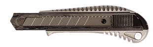 Нож с выдвижным лезвием Ultima, стальной обрезиненный корпус, 18 мм