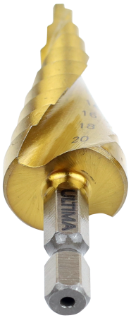 Сверло по металлу ступенчатое, Ultima, 4-20 мм, 9 ступеней, сталь HSS Сверло по металлу ступенчатое, Ultima, 4-20 мм, 9 ступеней, сталь HSS