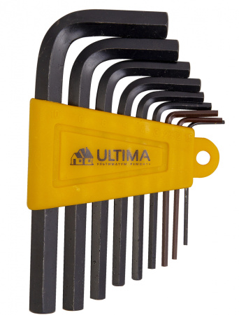 Набор ключей имбусовых Ultima HEX, 1,5–10 мм, CrV, 9 шт., окид, короткие