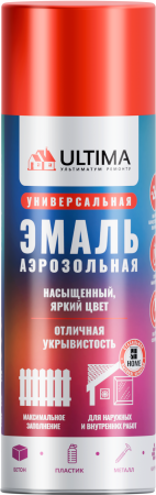 Краска аэрозольная ULTIMA, красный, RAL 3020, 520 мл
