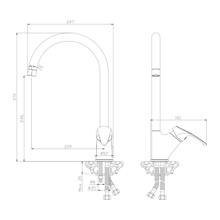 Смеситель для кухни АVILA, подводка 50 см 02431AV