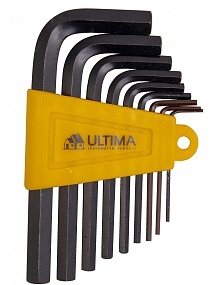 Набор ключей имбусовых Ultima HEX, 1,5–10 мм, CrV, 9 шт., окид, короткие