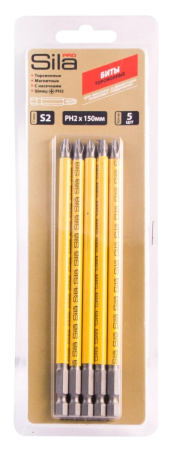 Биты Sila Pro, ph2*150мм, сталь S2, магнит., торсионные, 5 шт