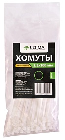 Хомуты нейлоновые Ultima, 3,6х300 мм, белые, 100 шт/пакет