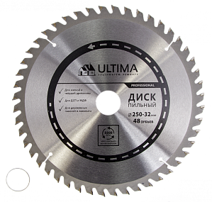 Пильный диск по дереву Ultima, 24-48 зуб, +кольцо