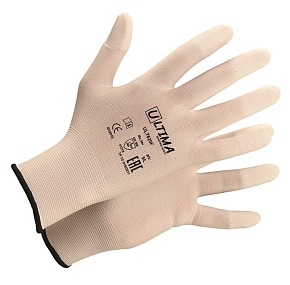 Перчатки трикотажные нейлоновые с полиуретановым покрытием кончиков пальцев ULTIMA ®