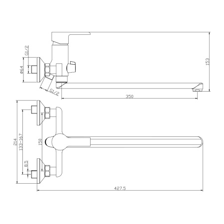 Смеситель для ванны с длинным изливом TENERIFE 24221TN