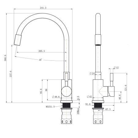 Смеситель для кухни BALEAR 13435-3BLR, красный