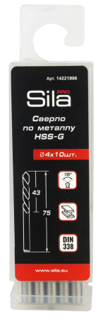 Сверло по металлу профессиональное Sila НSS-G 4,0х43х75мм