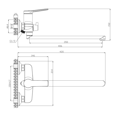 Смеситель для ванны с длинным изливом ASTURIA 30221AS
