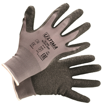 Перчатки BLACK GRIP трикотажные нейлоновые с латексным текстурированным покрытием ULTIMA, ULT650