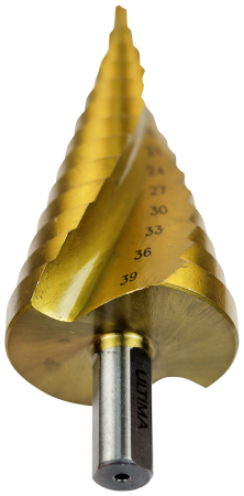 Сверло по металлу ступенчатое, Ultima, 4-39 мм, 13 ступеней, сталь P6M5 Сверло по металлу ступенчатое, Ultima, 4-39 мм, 13 ступеней, сталь P6M5