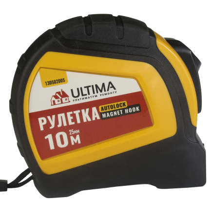 Рулетка Autolock Magnet Hook 10м x 25мм, автост, магнит двухстор зацеп Ultima (1уп-6шт, 1кор-8уп)