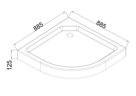 Душевой поддон полукруглый, с сифоном белый P-90125CS-WH