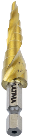 Сверло по металлу ступенчатое, Ultima, 4-12 мм, 9 ступеней, сталь HSS Сверло по металлу ступенчатое, Ultima, 4-12 мм, 9 ступеней, сталь HSS