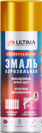 Аэрозольная эмаль с металлическим эффектом ULTIMA, Золото майя, 520 мл Аэрозольная эмаль с металлическим эффектом ULTIMA, Золото майя, 520 мл