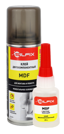 SILFIX MDF Клей двухкомпонентный на основе цианоакрилата с активатором, флакончик, 20 гр + 100 мл