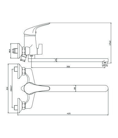 Смеситель для ванны с длинным изливом LEON 04221LN