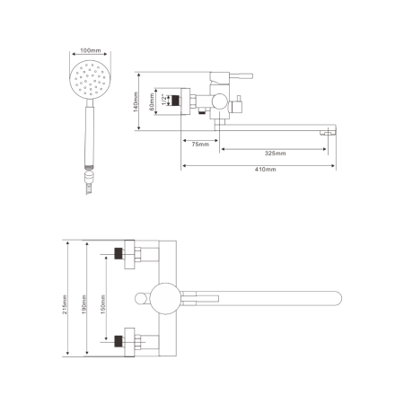 Смеситель для ванны с длинным изливом, AKERO AK11221