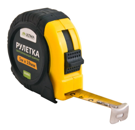 Рулетка Ultima Lite, 5мх19мм, обрезиненный пластиковый корпус