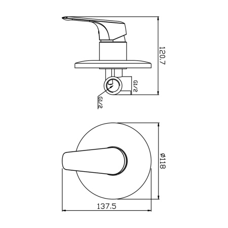 Смеситель встраиваемый для душа 33130EV с внутренней частью