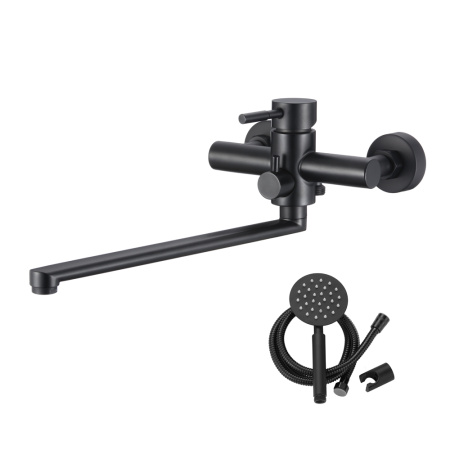 Смеситель для ванны с длинным изливом нержавеющая сталь BALEAR 13221BLB черный