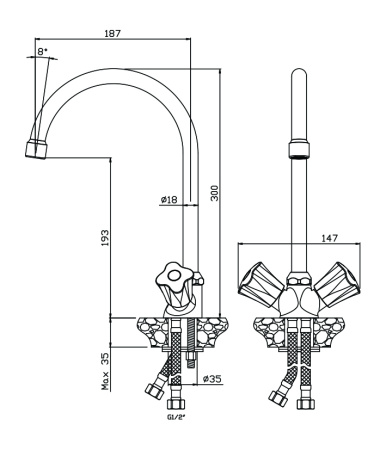 Смеситель для кухни VIGO 21430VG