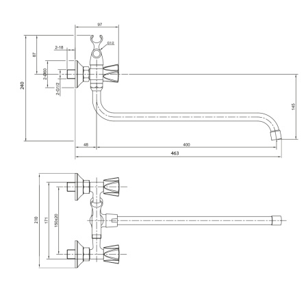 Смеситель для ванны с длинным изливом CATALONA 23241CT
