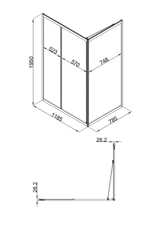Душевой уголок DUERO, прямоугольный, шоверама, черный DR-128CR-SH-GB