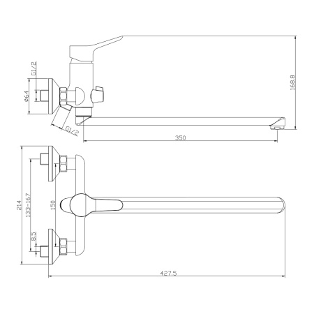 Смеситель для ванны с длинным изливом IBIZA 19221IB