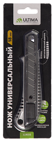 Нож с выдвижным лезвием Ultima, стальной обрезиненный корпус, 18 мм