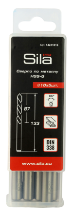 Сверло по металлу профессиональное Sila НSS-G 10,0х87х133мм
