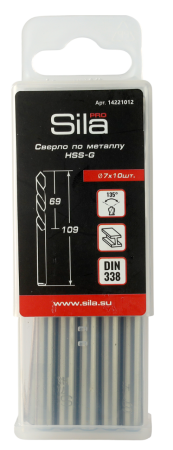 Сверло по металлу профессиональное Sila НSS-G 7,0х69х109мм