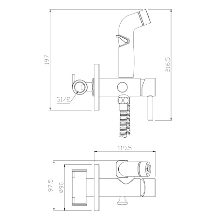 Смеситель встраиваемый с гигиенической лейкой BALEAR 13142BL Смеситель встраиваемый с гигиенической лейкой BALEAR 13142BL