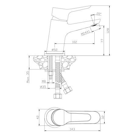 Смеситель для раковины IBIZA 19100IB