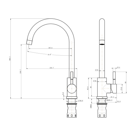 Смеситель для кухни нержавеющая сталь BALEAR 13435-1BLB черный Смеситель для кухни нержавеющая сталь BALEAR 13435-1BLB черный