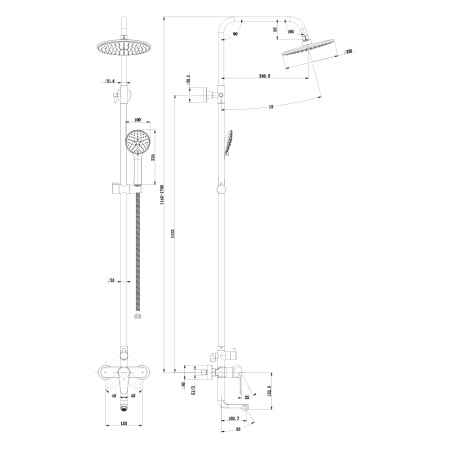 Смеситель для ванны с верхним душем BARROS 22511-1BRB черный