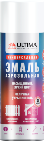 Краска аэрозольная ULTIMA, белый матовый, RAL9003, 520 мл Краска аэрозольная ULTIMA, белый матовый, RAL9003, 520 мл