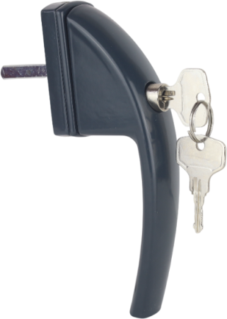 Ручка оконная DORF SWING (аналог ROTO SWING) алюминиевая с ключом, 8-ми позиционная, 37 штифт, Антрацит