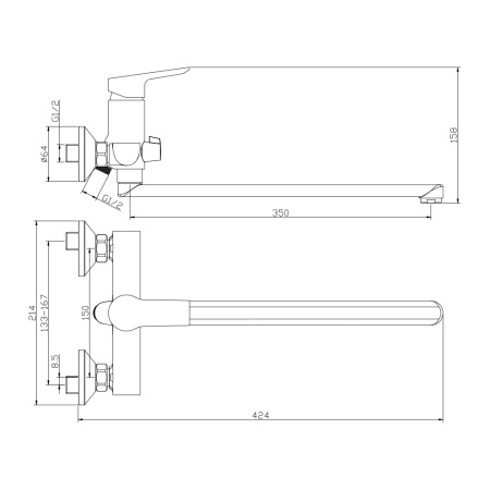 Смеситель для ванны с длинным изливом SEVILLA 20221SV